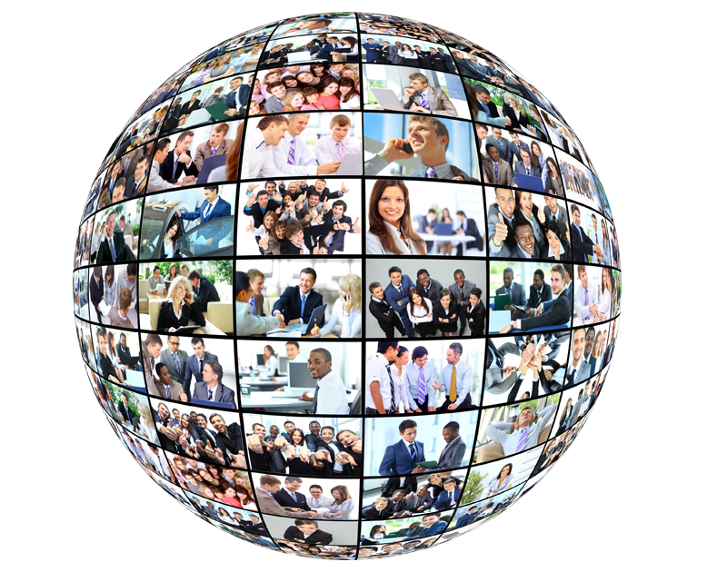 Ball with little images around it.